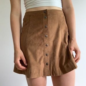 FAUX SUEDE RETRO BROWN A-LINE SKIRT
